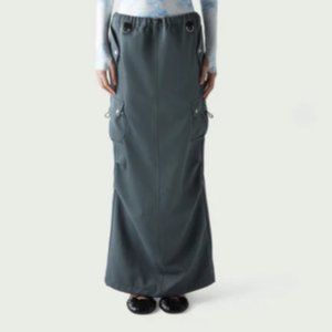 Coperni Tailored Cargo Maxi Skirt, Light Gray, Size 6